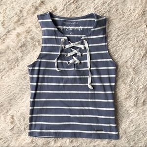 Abercrombie & Fitch Striped Criss Cross Tank Top